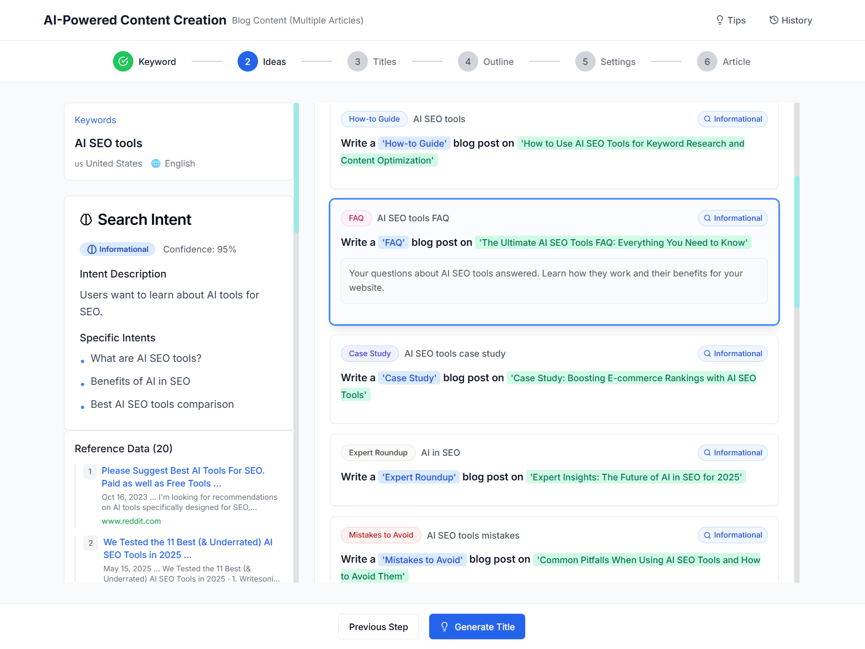 OpenSEO Dashboard Screenshot